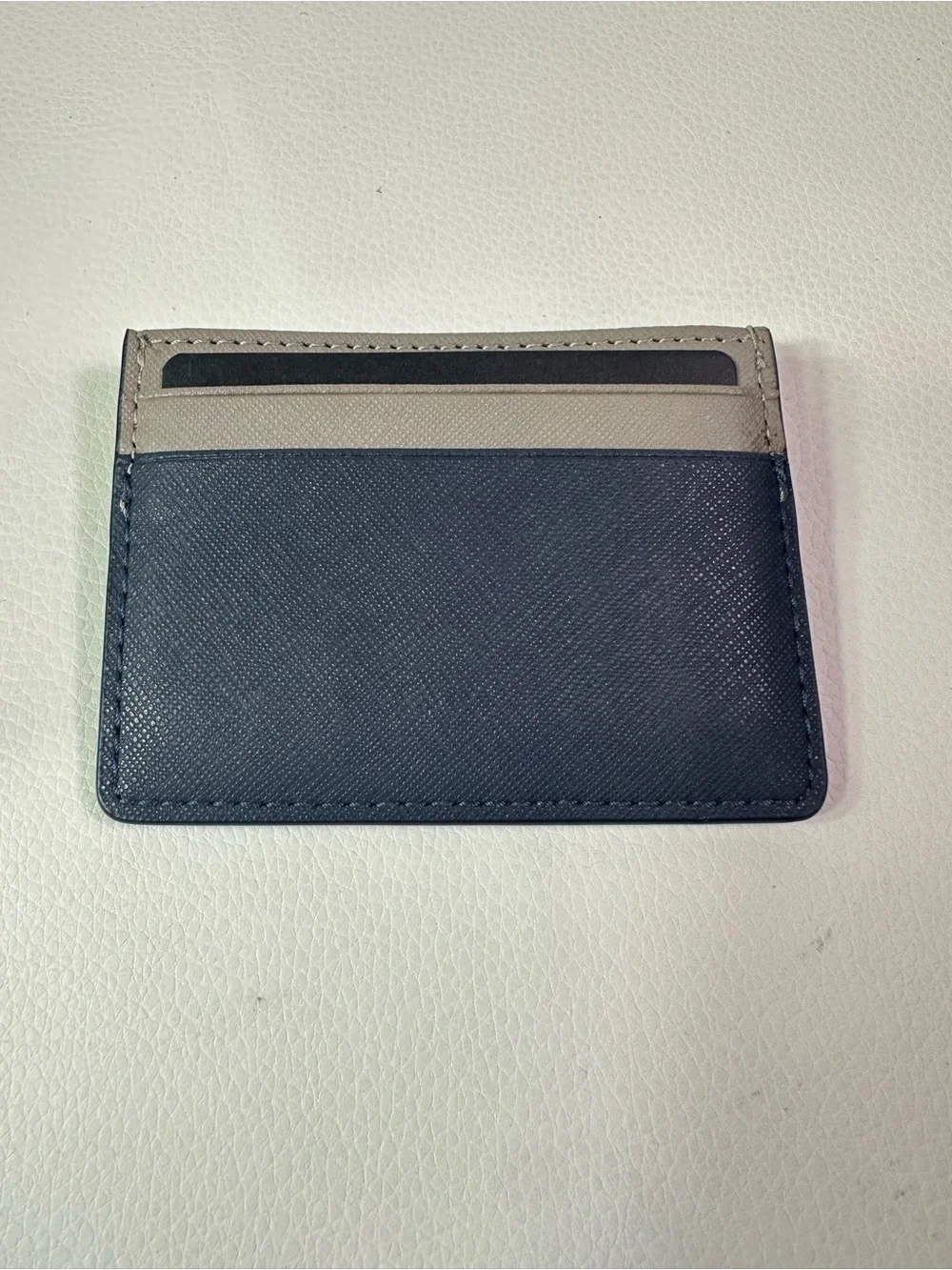 NEW Men’s Boss Zair Navy Tan Textured Card Case Wallet